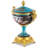 Stylish Decorative 13 Inch Bronze and Porcelain Cherub Teal Rococo Jar with Ornate Floral for Home