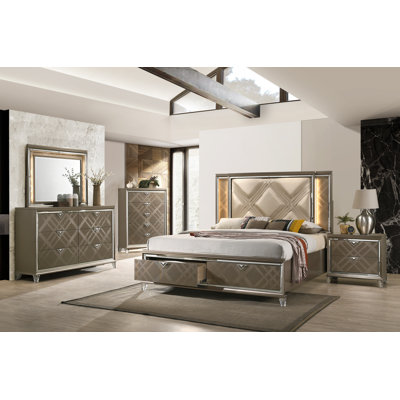 Ensemble de chambre avec lit plateforme 5 pièces Winckler