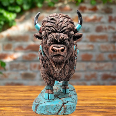 Figurine de bison en résine rustique Western