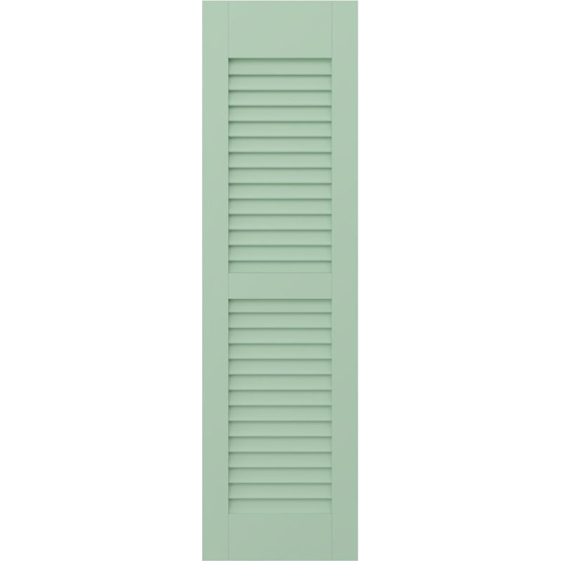 Americraft Two Equal Louver Shutters (Per Pair), 12", Seaglass, 66"
