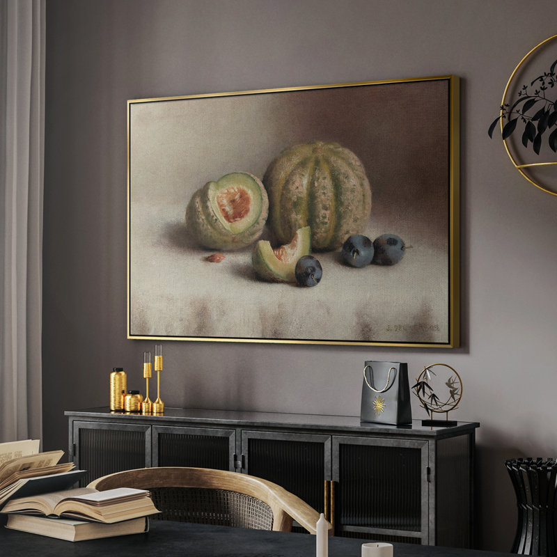 «Vintage Botanical Print», reproduction encadrée sur toile XLV III, H 25 po x l 37 po, Or
