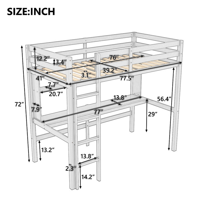 Harriet Bee Fabriciana Kids Twin Loft Bed | Wayfair