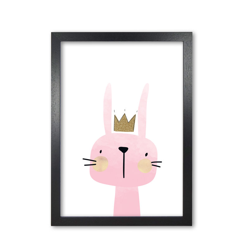 Scandi Bunny - Painting, Black Grain Frame, 42 cm H x 30 cm W x 5 cm D
