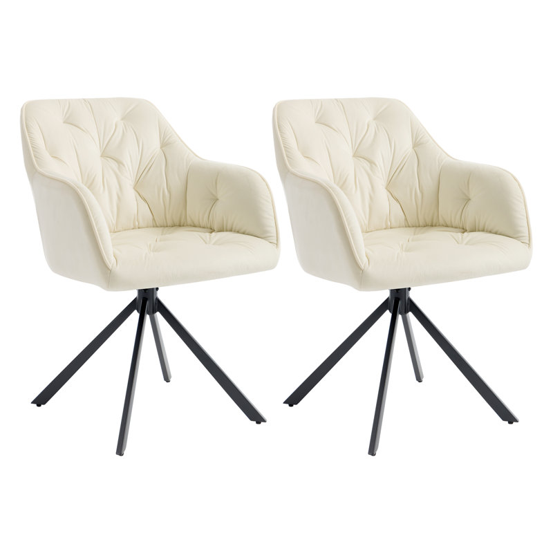 49.8cm H Velvet Upholstered Metal Armchair, Beige
