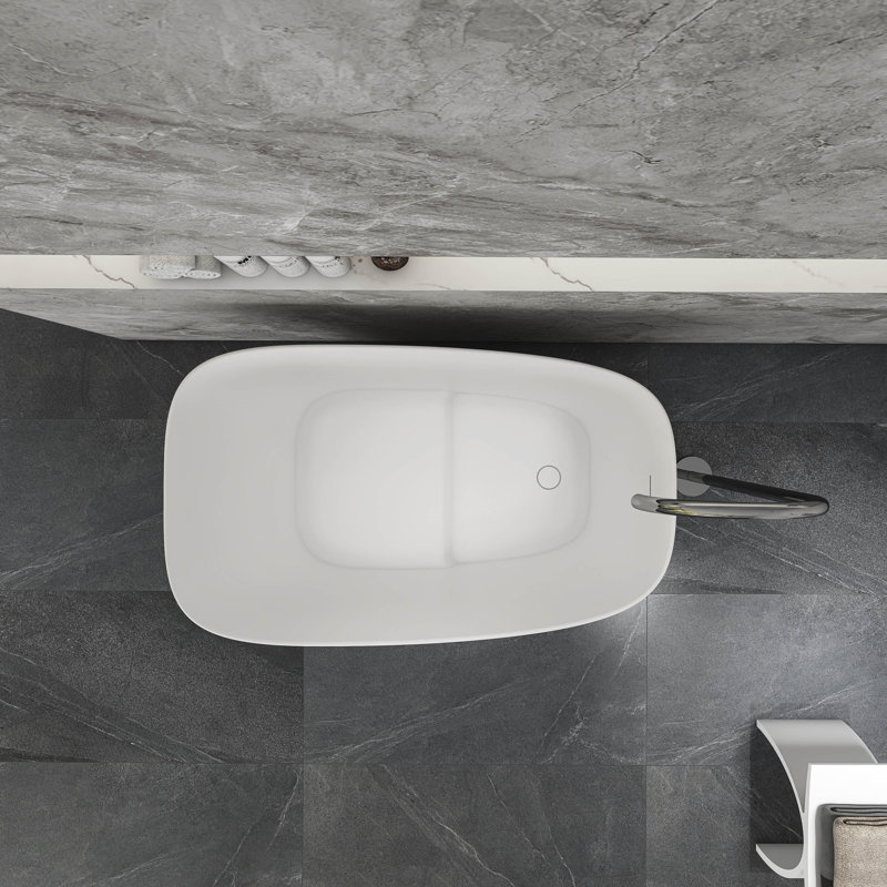 Baignoire rectangulaire autoportante 51 pouces avec surface intégrée et blanc mat