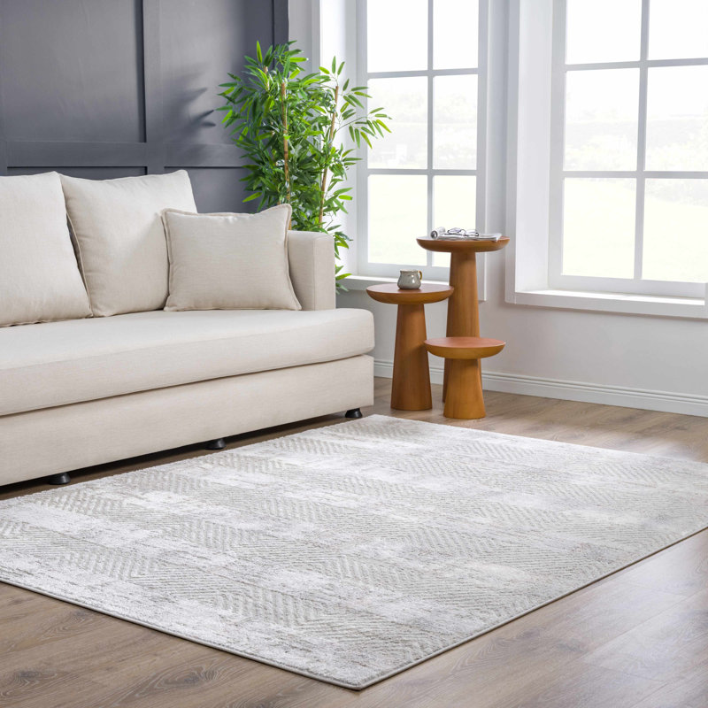 Katriena Modern Design Gray/Pink Area Rug, Rectangle 4' x 6'