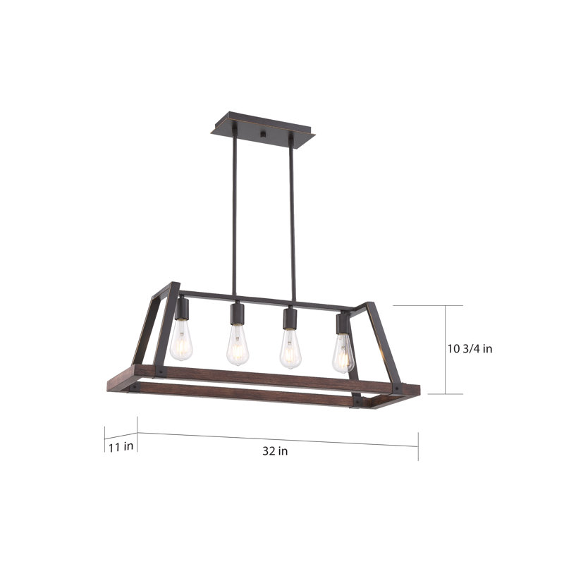 Bouck 4 - Light Kitchen Island Pendant, Mahogany Bronze/Nutmeg Wood