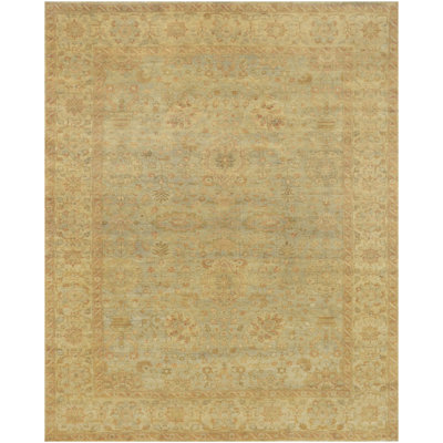 Tapis en laine beige / vert