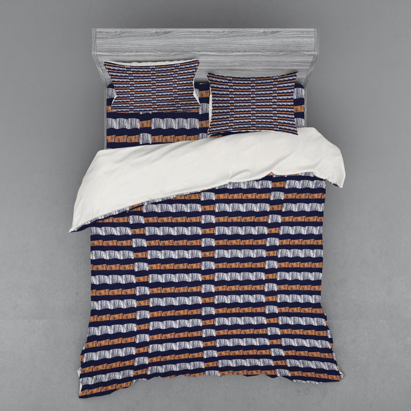 Ethnic Rustic Polyester Striped Duvet Cover, Queen Duvet Cover + 3 Additional Pieces