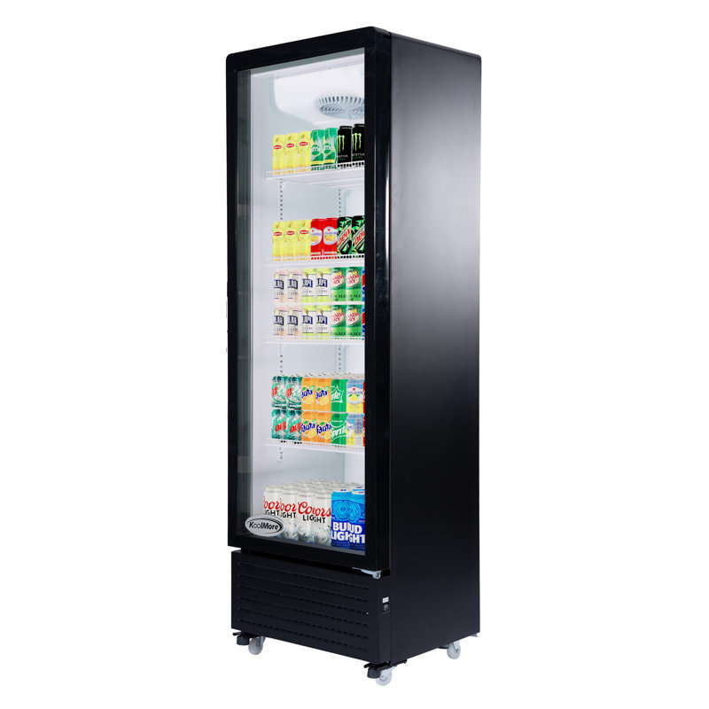 23 in. One Glass Door Commercial Display Merchandiser Refrigerator Cooler in Black, 10 cu. ft.