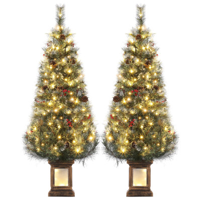 2Pcs 4.5Ft Artificial Christmas Tree, Prelit Christmas Tree For Party Decoration With 108 Warm White LED Lights