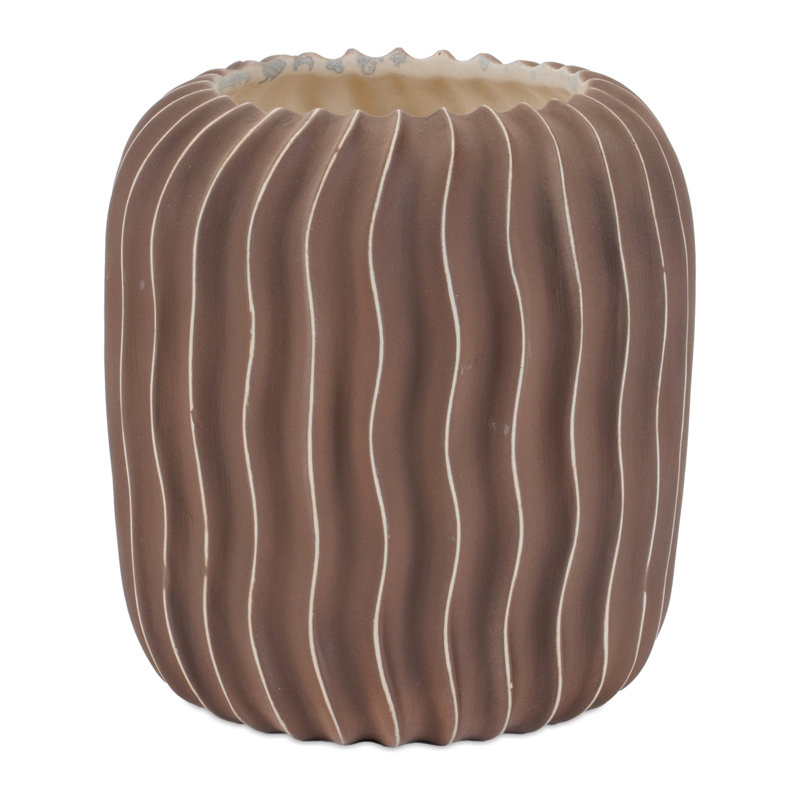 Vase en céramique nervuré ondulé