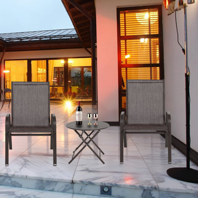 Ensemble bistro de patio 3 pièces, ensemble de chaises rondes et de table pliante pour 2 personnes Adel (ensemble de 3),