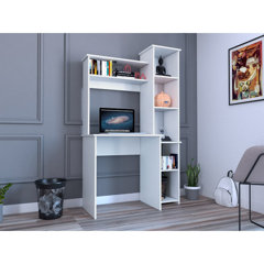 Antawan Desk Ebern Designs Size: 29 H x 47.25 W x 23.5 D, Color (Top/Frame): Brown/White