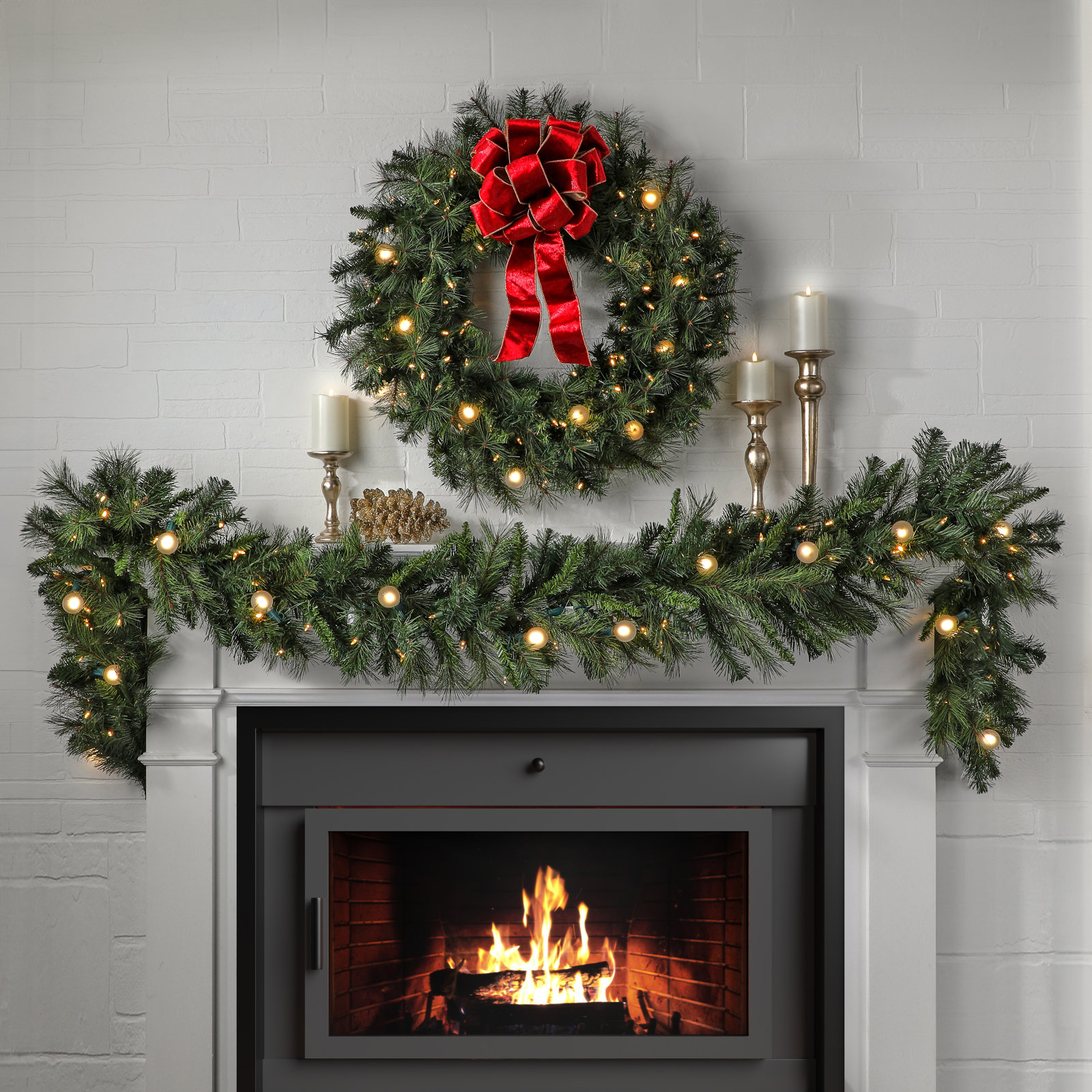 PVC Greenery 108" Pre-Lit Christmas Garland