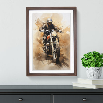 Motorbike Gestural - Single Picture Frame Print on Wood
