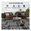 Grand tapis de camping extérieur réversible noir et gris - Tapis de patio imperméable en polypropylène robuste