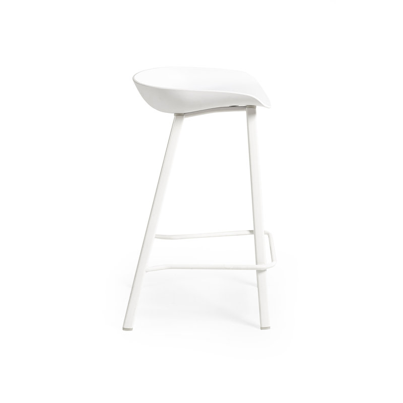 Dragan Counter Stool with Metal Frame, White