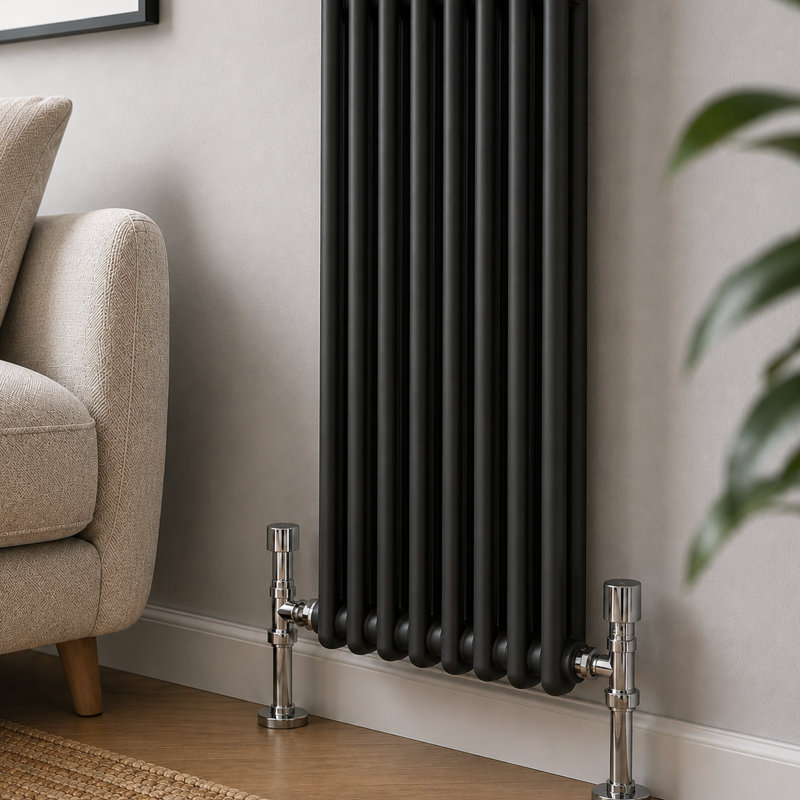 Uxbridge Vertical Traditional Colosseum Radiator, 1800mm H x 380mm W x 100mm D, Anthracite