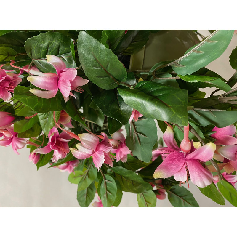 Fabric Fushia Hanging Basket Arrangement in Basket