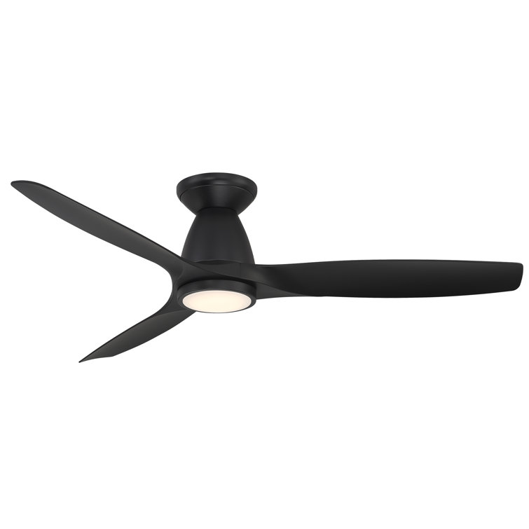 Skylark 54" 3 - Blade Outdoor LED Smart Flush Mount Ceiling Fan with Remote Control and Light Kit Included 