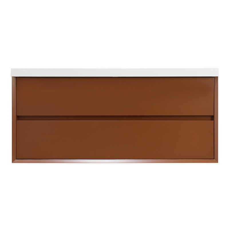 Chilmonik 47.2'' Single Bathroom Vanity with Engineered Stone Top, Brown
