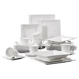 Carina 30 Piece Fine Porcelain Square Dinnerware Set, Service For 6