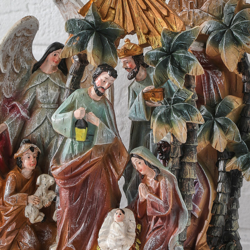  Crèche de Noël 7-8 "avec finition sculptée