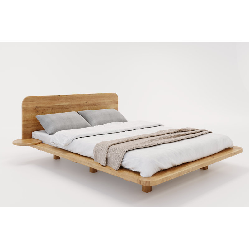 Iyanna Solid Wood Bed, Natural Oil, European Double (140 x 200 cm)