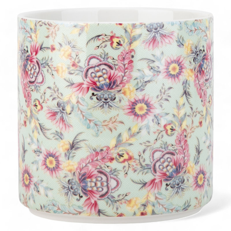 Pot à fleurs rond en porcelaine Calico Green