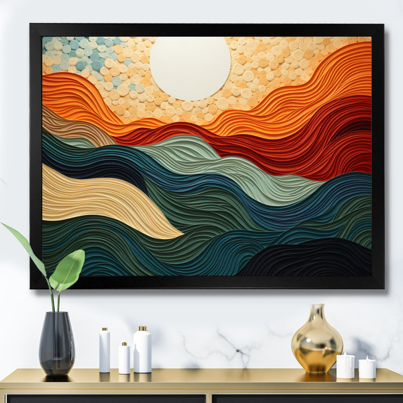 «Desert Sands Abstract», art mural sur toile, H 24 po x l 32 po x P 1 po, Cadre simple noir