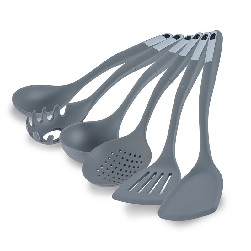Ensemble d'ustensiles de cuisine en silicone de 1 pièce comprenant 1 ensemble d'ustensiles de cuisine à poignée antidérapante, accessoires de cuisine résistants à la chaleur et lavables au lave-vaisselle, ustensiles de cuisine gris durables