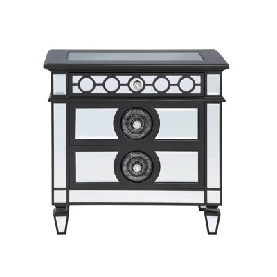 Varian II Mirrored, Black & Sliver Finish Nightstand