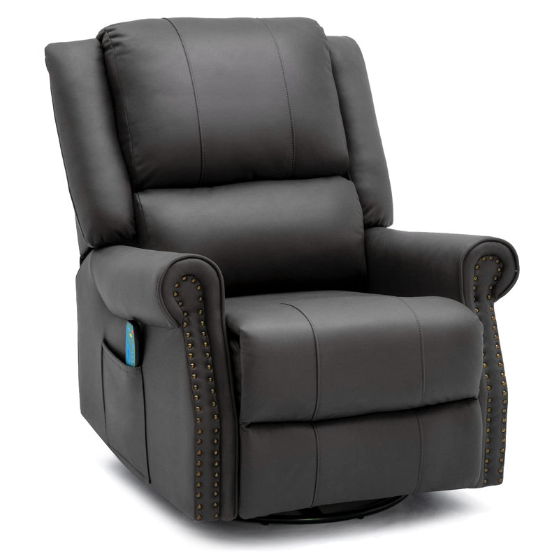 Fauteuil de massage chauffant en similicuir, Similicuir gris foncé