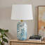 Lampe de table moderne en glacis bleu avec abat-jour en lin pour le salon, la chambre à coucher et le bureau