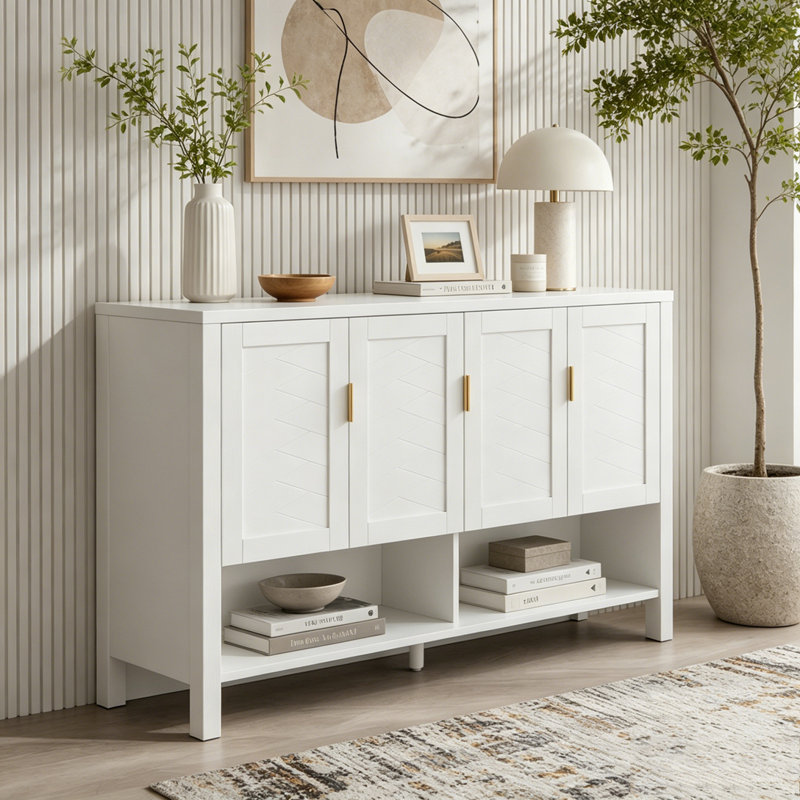 Buffet de rangement avec 4 portes, White