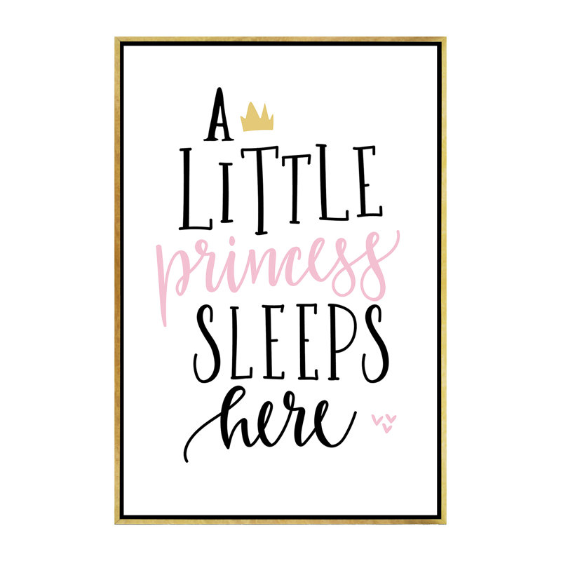 A Little Princess Gold - reproduction d'art textuel, H 60 po x l 40po x P 1,5 po, Toile encadrée d'or, Pas de tapis