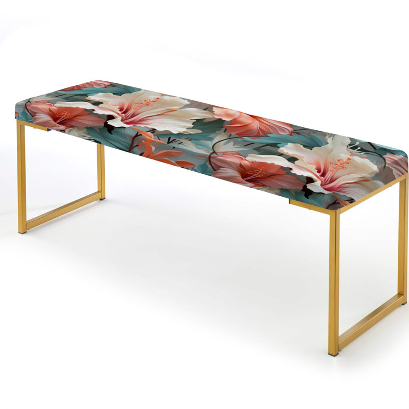 Banc rembourré or, Paradise Mirage Tropical Pattern