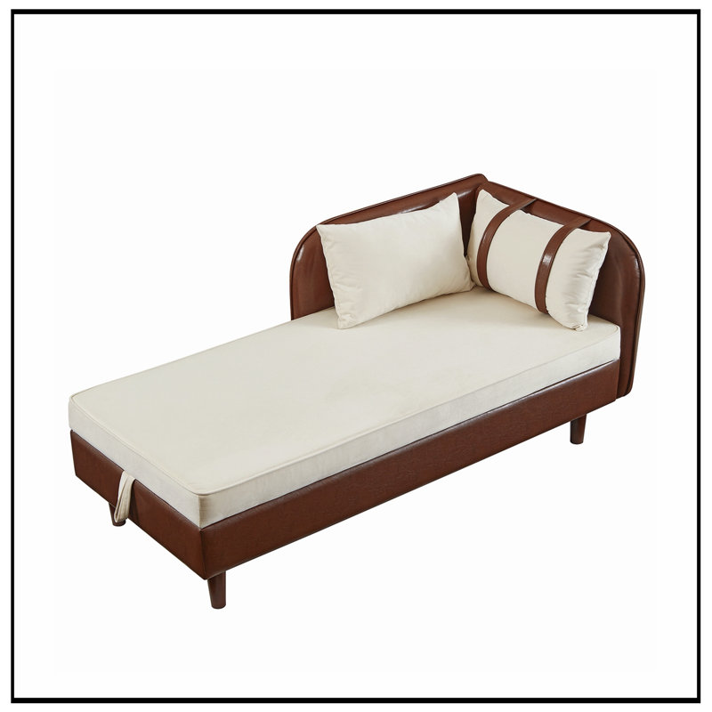 Chaise longue rembourrée avec rangement, Brun / beige