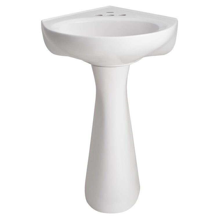 Cornice 24" Tall White Vitreous China U-Shaped Pedestal Bathroom Sink with Overflow