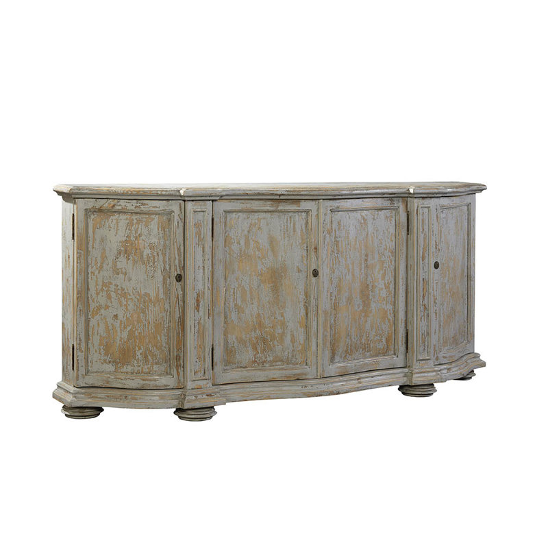 Highlands 79'' Washed Blue Curved Front Reclaimed Pine Sideboard