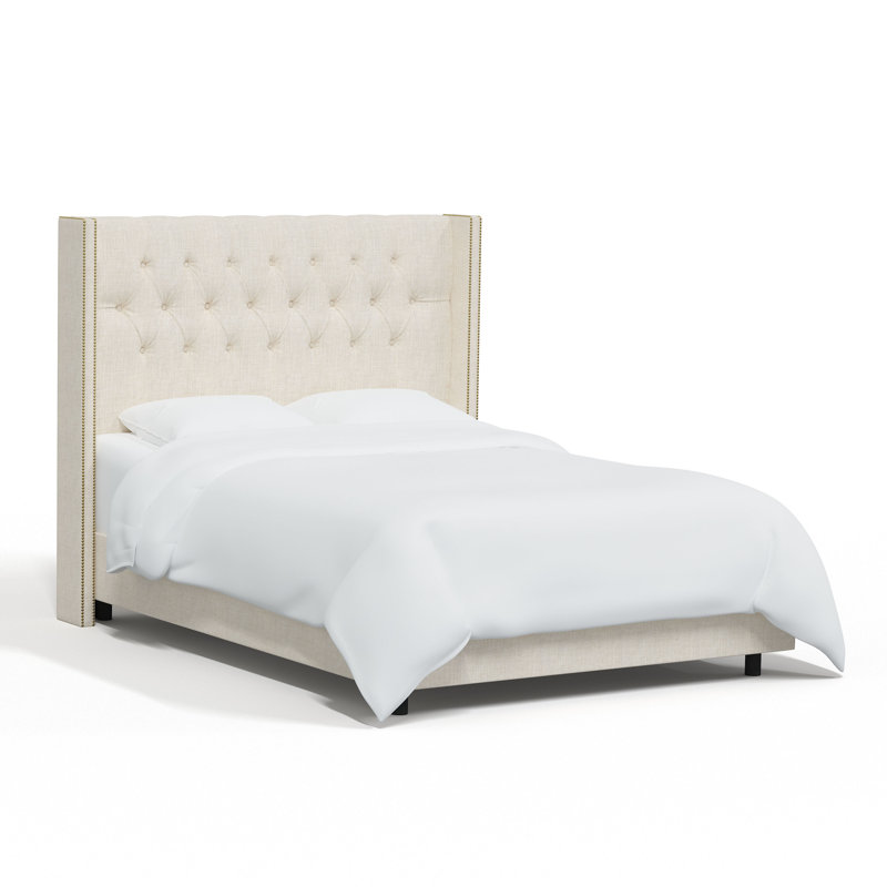 Lit tapissier standard Breckin, Grand, Lin classique talc