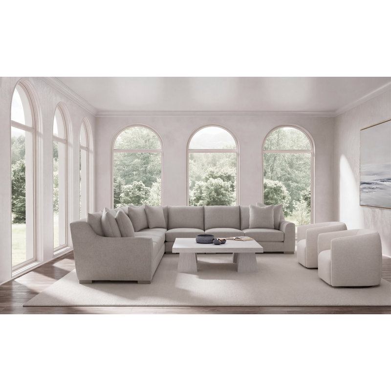 Bernhardt Gabi 5-Piece Fabric Sectional, 35" H x  140" W x 140" D, Light Gray Polyester, Symmetrical