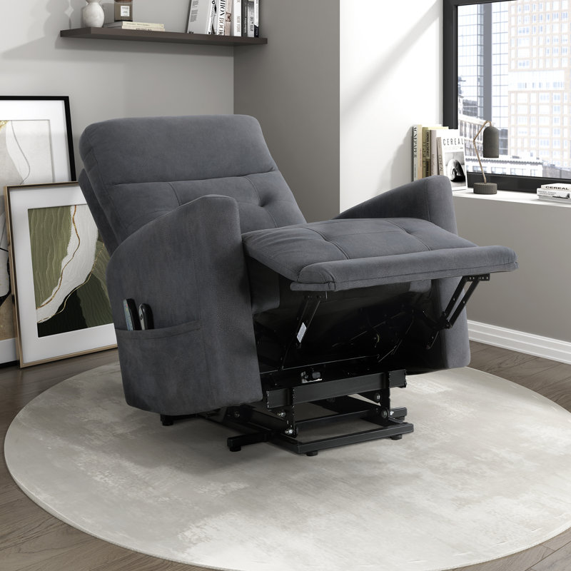 Fauteuil à levier électrique en microfibre texturé moderne et contemporain Yannis, Microfibre gris foncé