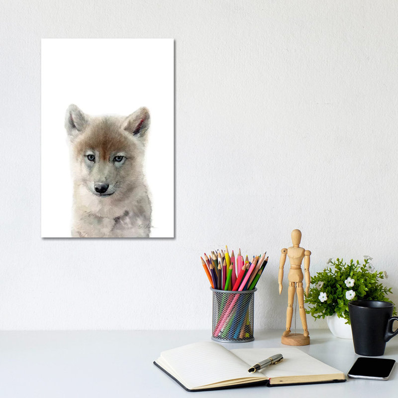 Baby Wolf - Wrapped Canvas Painting, 30.48cm H x 20.32cm W