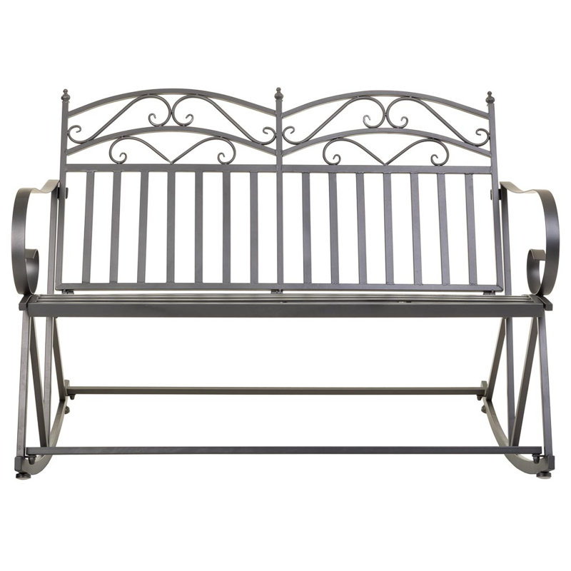 Ariauna Iron Outdoor Bench, Brown
