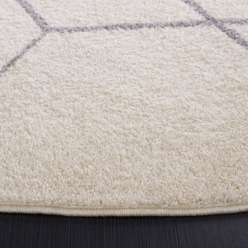 Tapis ivoire / gris Kasturi 608, Rond 6 pi 7 po