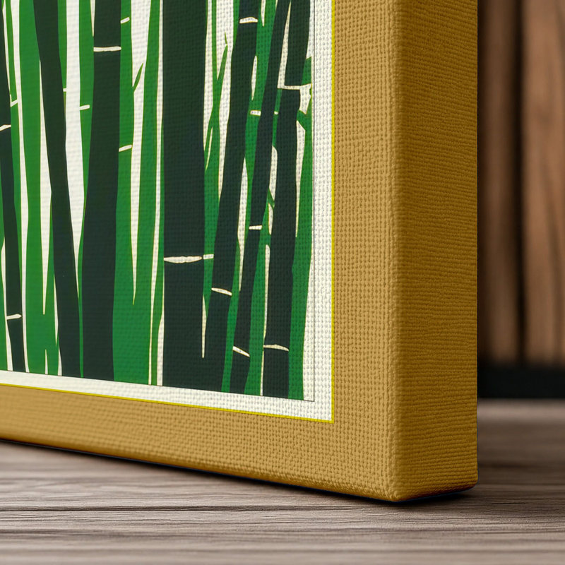 Bamboo Stand Japandi - Wrapped Canvas, 30x20 - 76.2 x 50.8 cm, Ochre Border