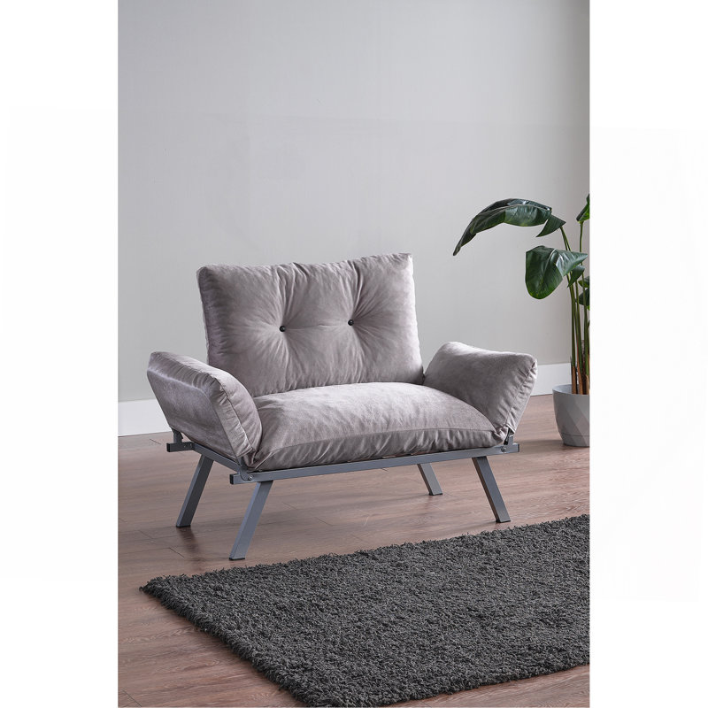 Causeuse futon en métal, Gris Pierre