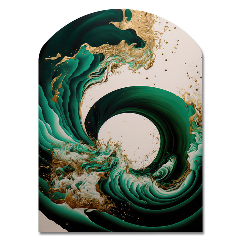 Corisande - Décoration murale abstraite en forme d'arche spirale abstraite en métal, H 34 po x l 25 po
